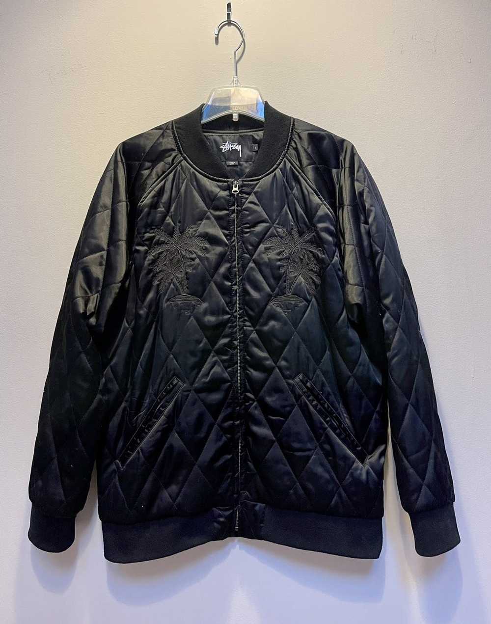 Stussy Stussy Black Quilted Bomber with Palm Tree… - image 1