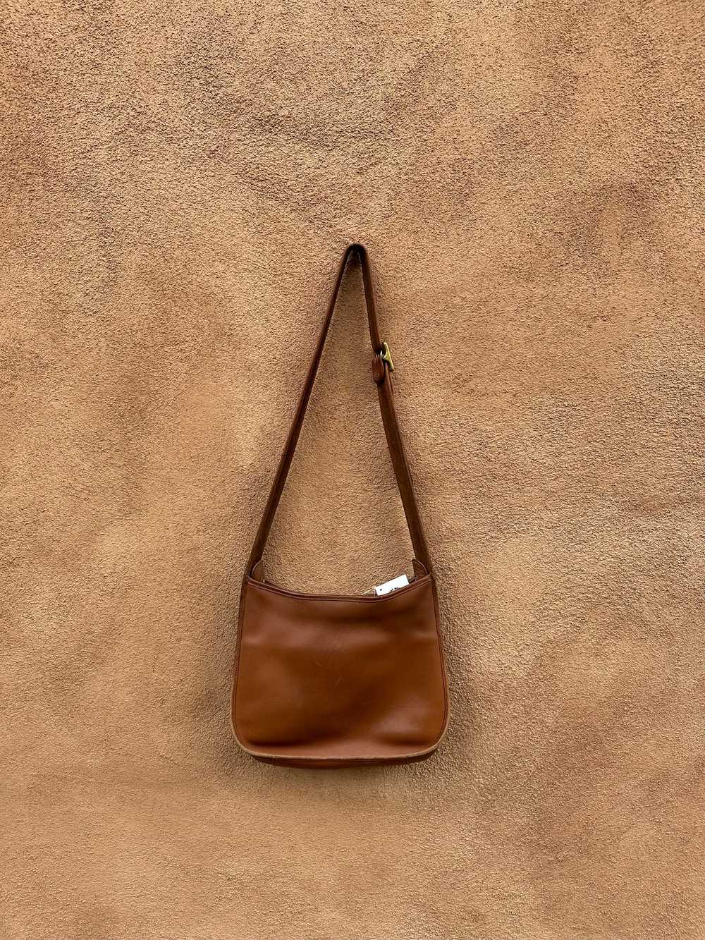 Brown Leather Coach Crossbody Saddle Bag - image 2