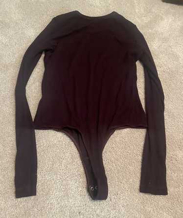 Agolde Ribbed Bodysuit Long Sleeve Burgundy Black 