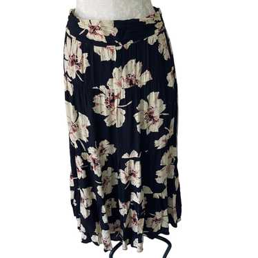 BA&SH Gapi asymmetric tiered printed crepon midi skirt