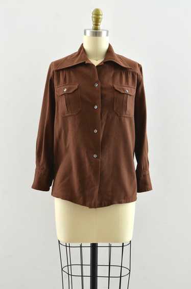 Vintage 40's Brown Wool Shirt - image 1
