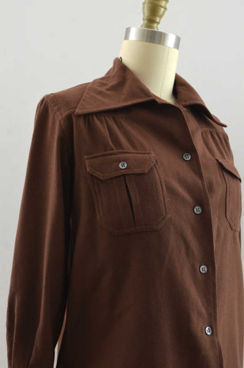 Vintage 40's Brown Wool Shirt - image 2