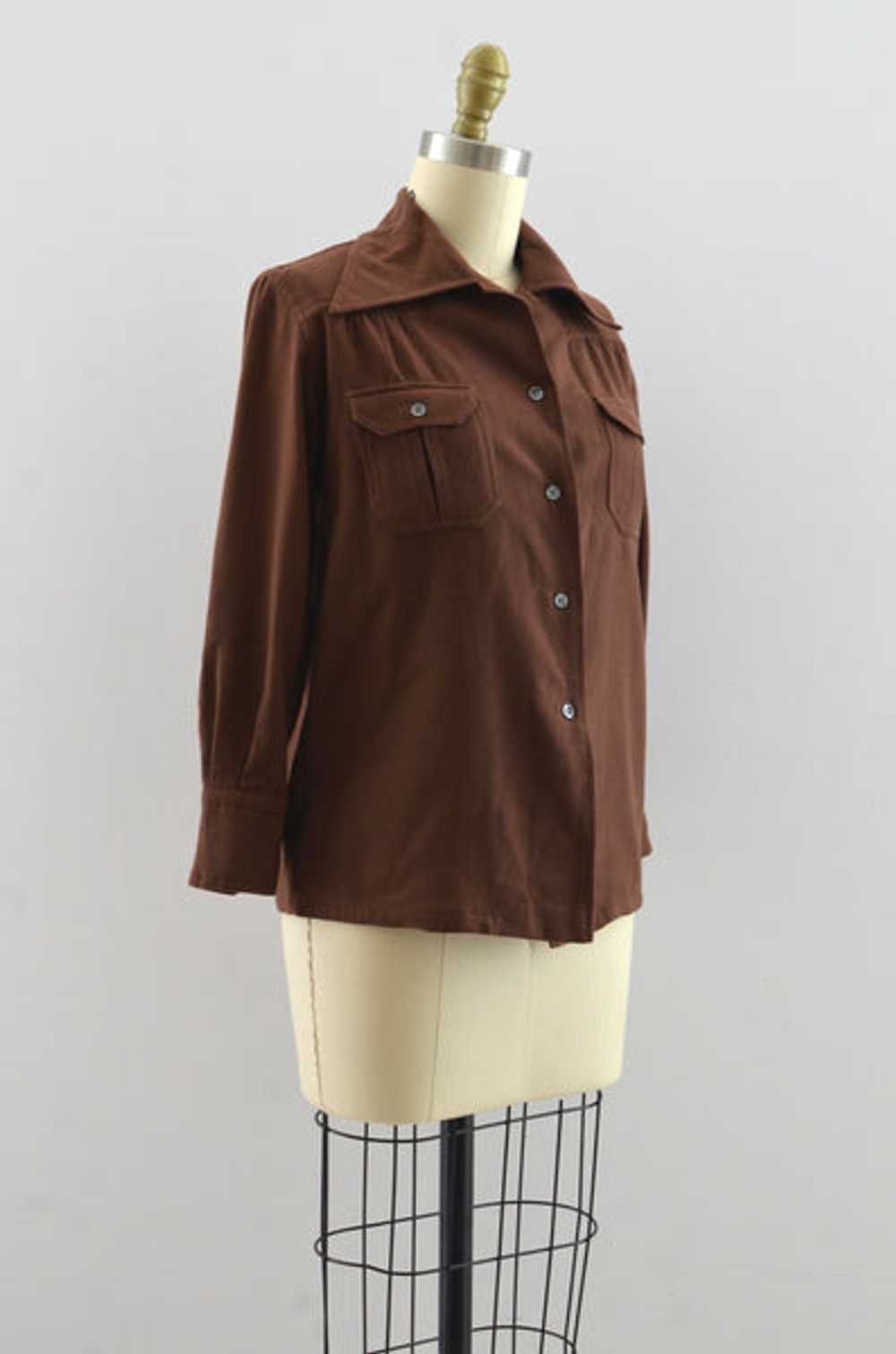 Vintage 40's Brown Wool Shirt - image 3