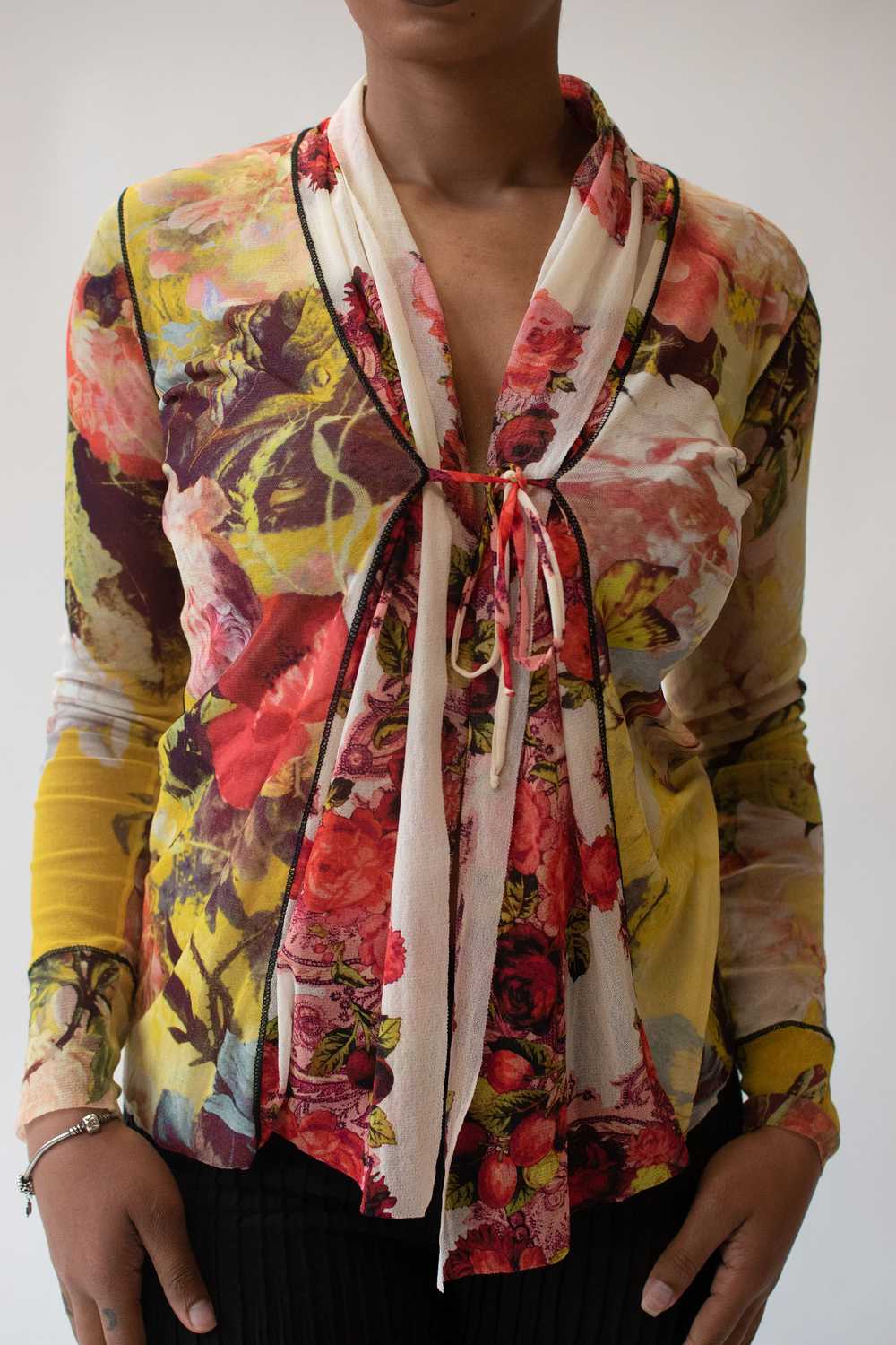 Floral Print Mesh Shirt | Jean Paul Gaultier - image 2