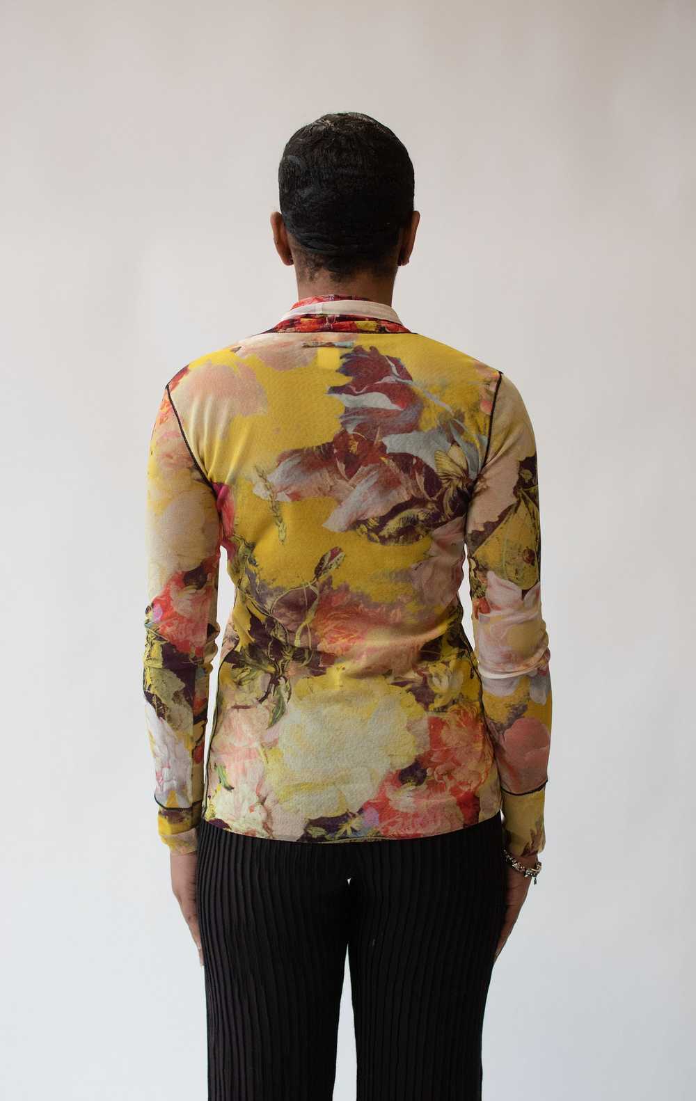 Floral Print Mesh Shirt | Jean Paul Gaultier - image 4