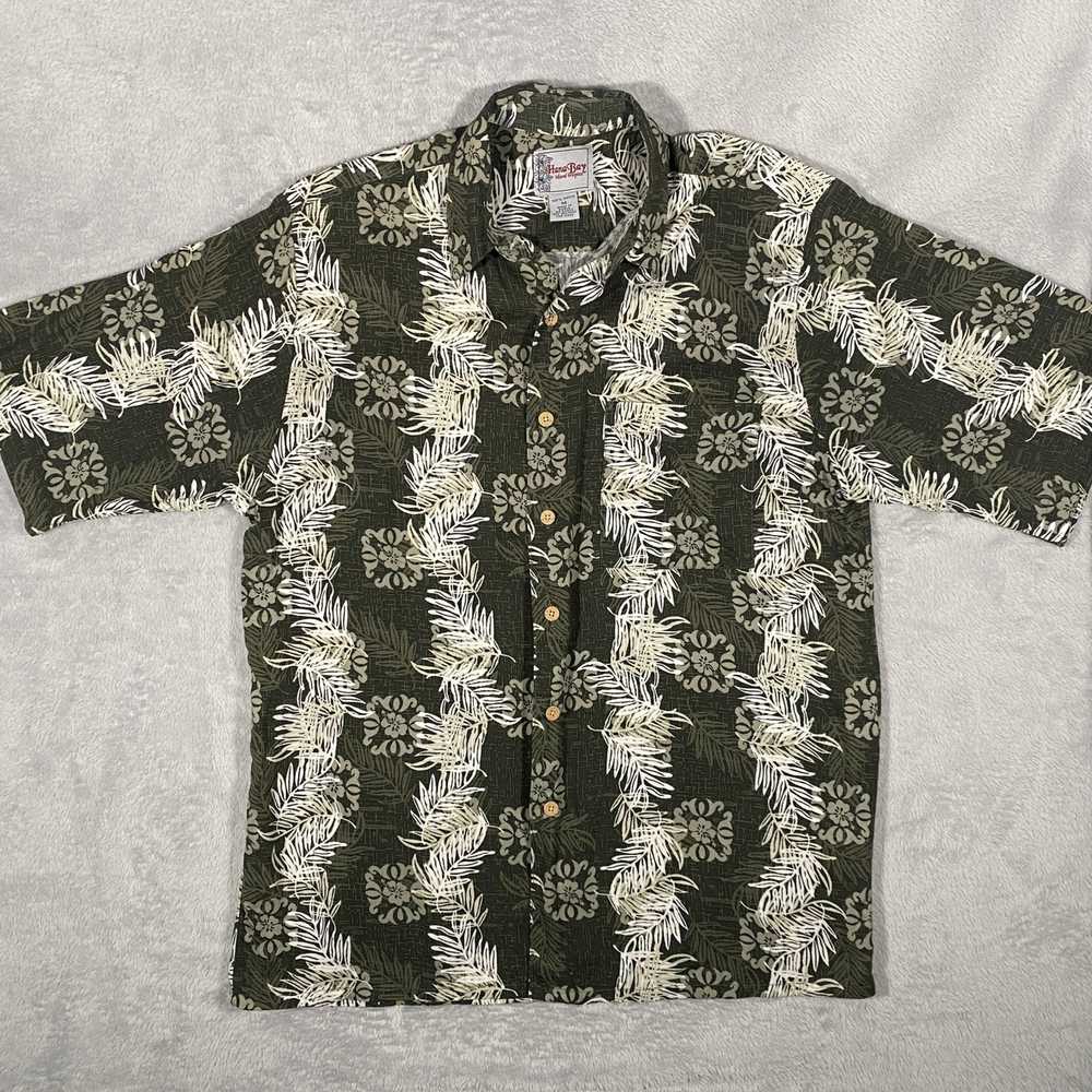 Hawaiian Shirt Hana Bay Mens Shirt Size L Green F… - image 1