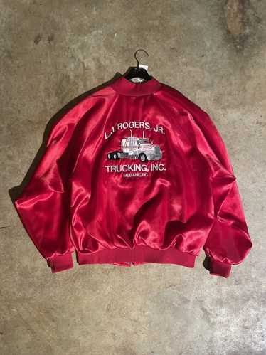 Auburn Sportswear 80’s Red Satin Embroidered Bombe