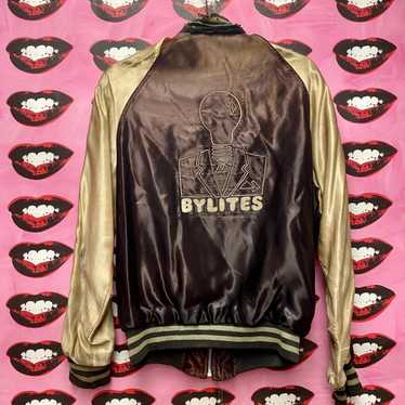 Distressed Appliquéd Cotton-Blend Satin Bomber Jacket