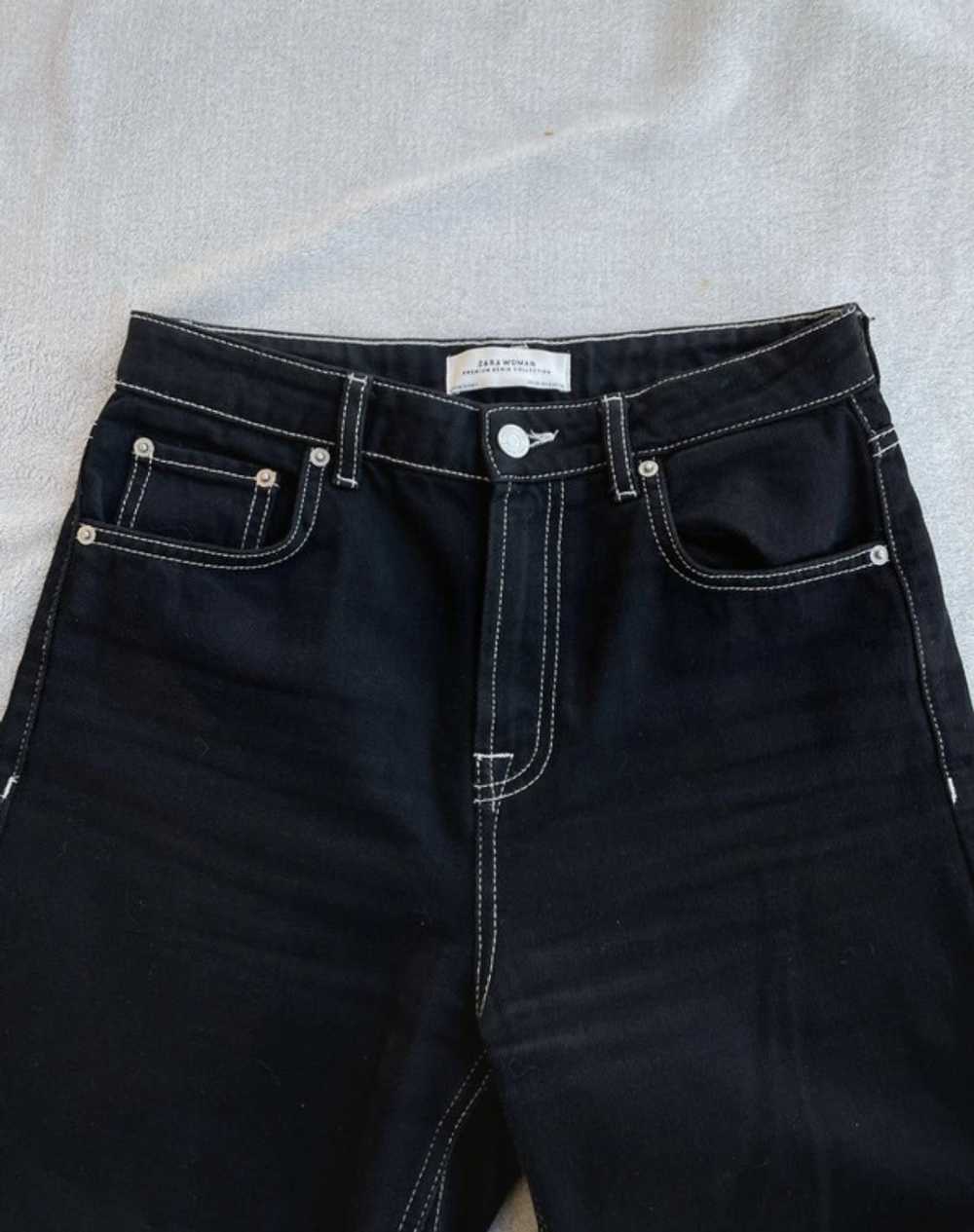 Zara Black high waisted flared jeans with white s… - image 3