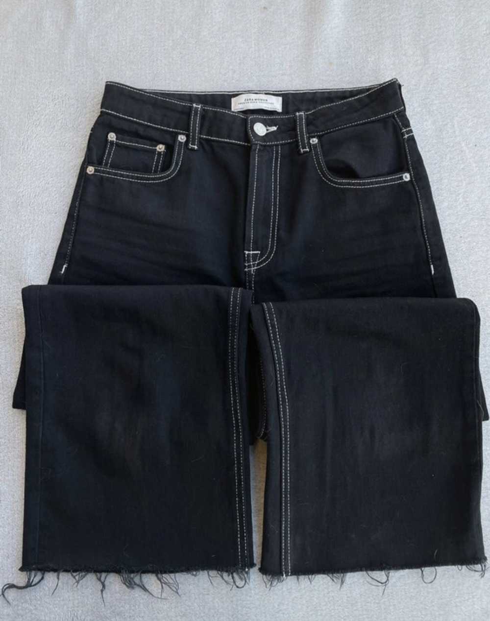 Zara Black high waisted flared jeans with white s… - image 4