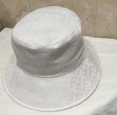 FENDI Vintage Zucchino Monogram Knit Bucket Hat Accessory Gray