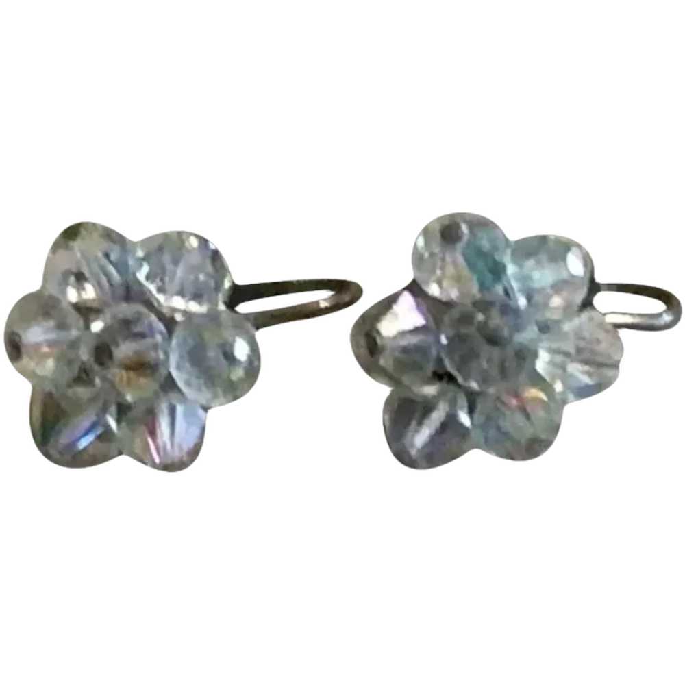 Clear Sparkling Faceted Crystal Clip Earrings - image 1
