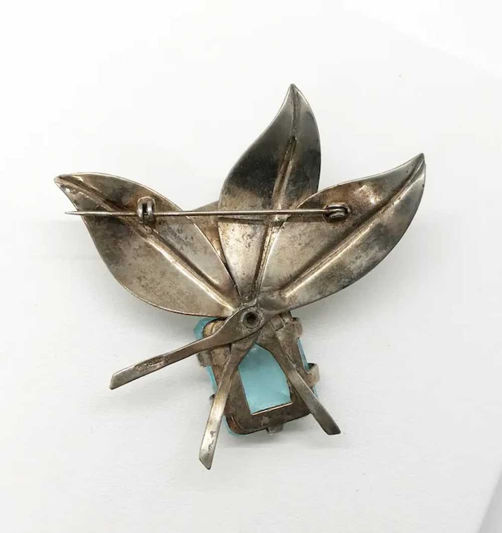Dramatic Vintage Sterling Floral Brooch with Larg… - image 3