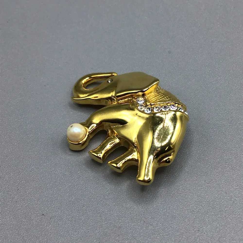 Elephant Pin Brooch Vintage Gold Tone Animal Pin … - image 3