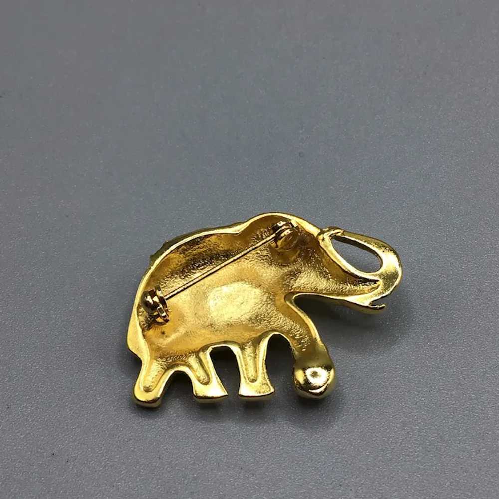 Elephant Pin Brooch Vintage Gold Tone Animal Pin … - image 5