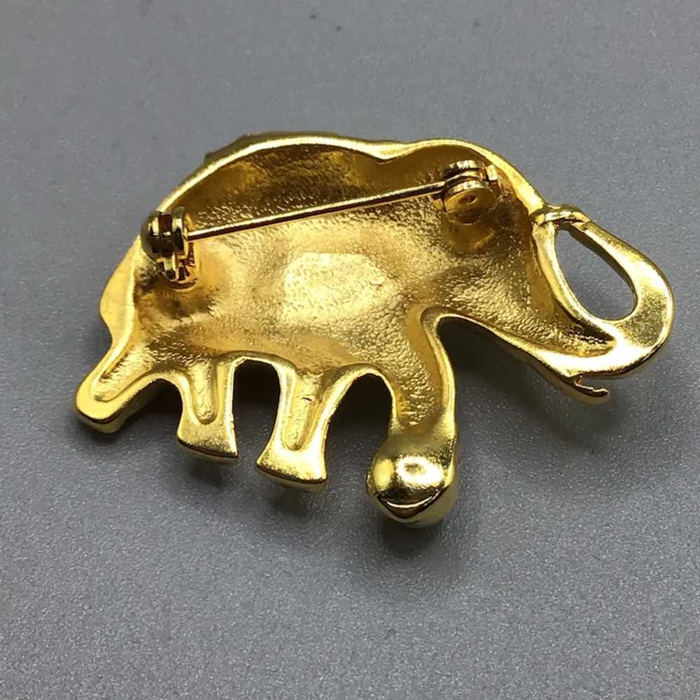 Elephant Pin Brooch Vintage Gold Tone Animal Pin … - image 6