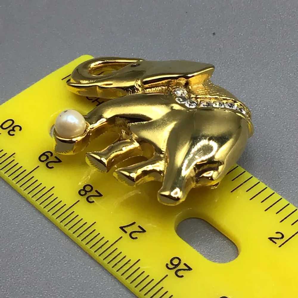 Elephant Pin Brooch Vintage Gold Tone Animal Pin … - image 8