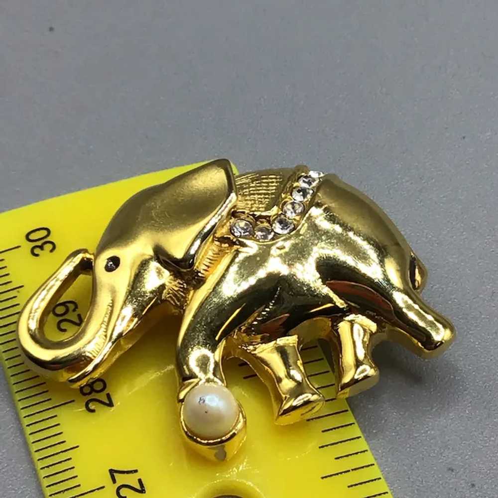 Elephant Pin Brooch Vintage Gold Tone Animal Pin … - image 9