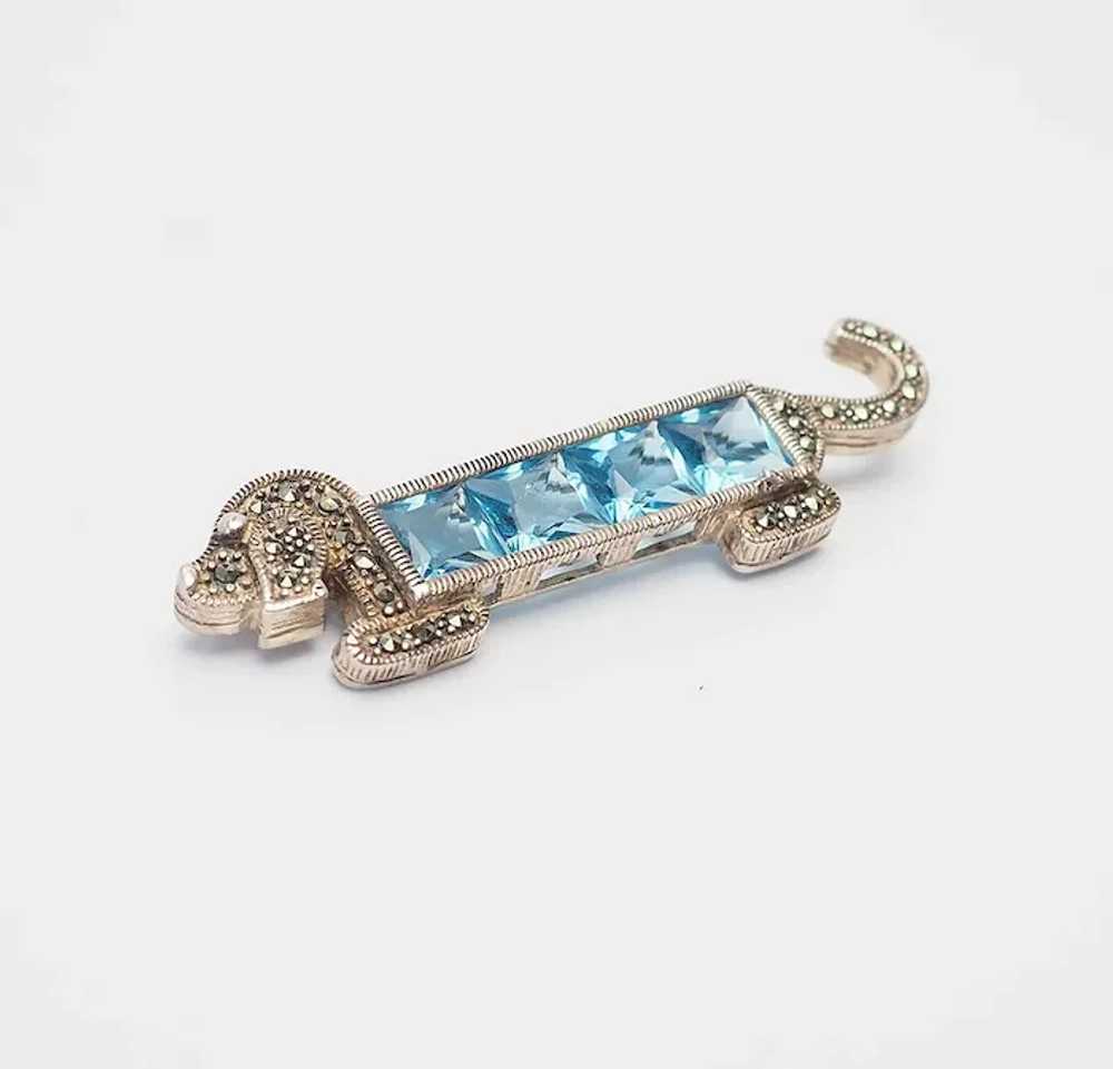 Fun vintage sterling silver blue crystals marcasi… - image 2