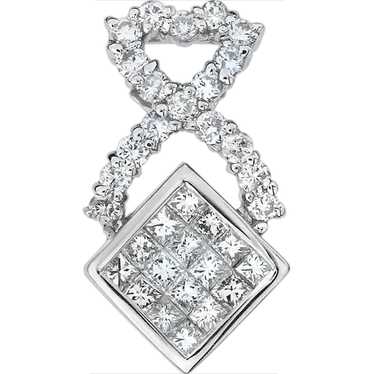 18K White Gold .84ctw Natural Diamond Pendant