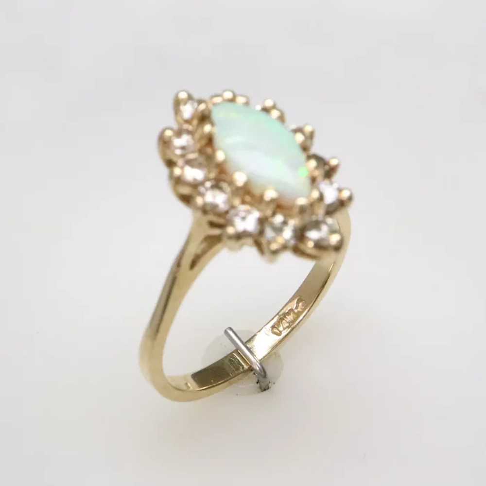 14K Yellow Gold Opal and Diamond Ring - image 4