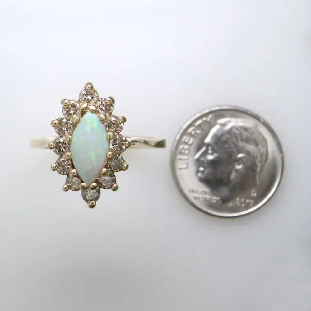 14K Yellow Gold Opal and Diamond Ring - image 5