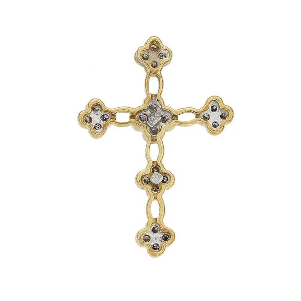 10K Yellow Gold .42ctw Diamond Ornate Cross Penda… - image 3