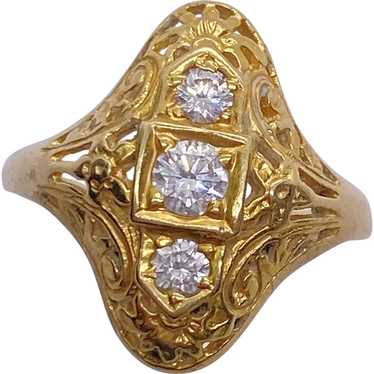 Vintage Diamond Filigree Ring 14K Gold .40 Carat … - image 1