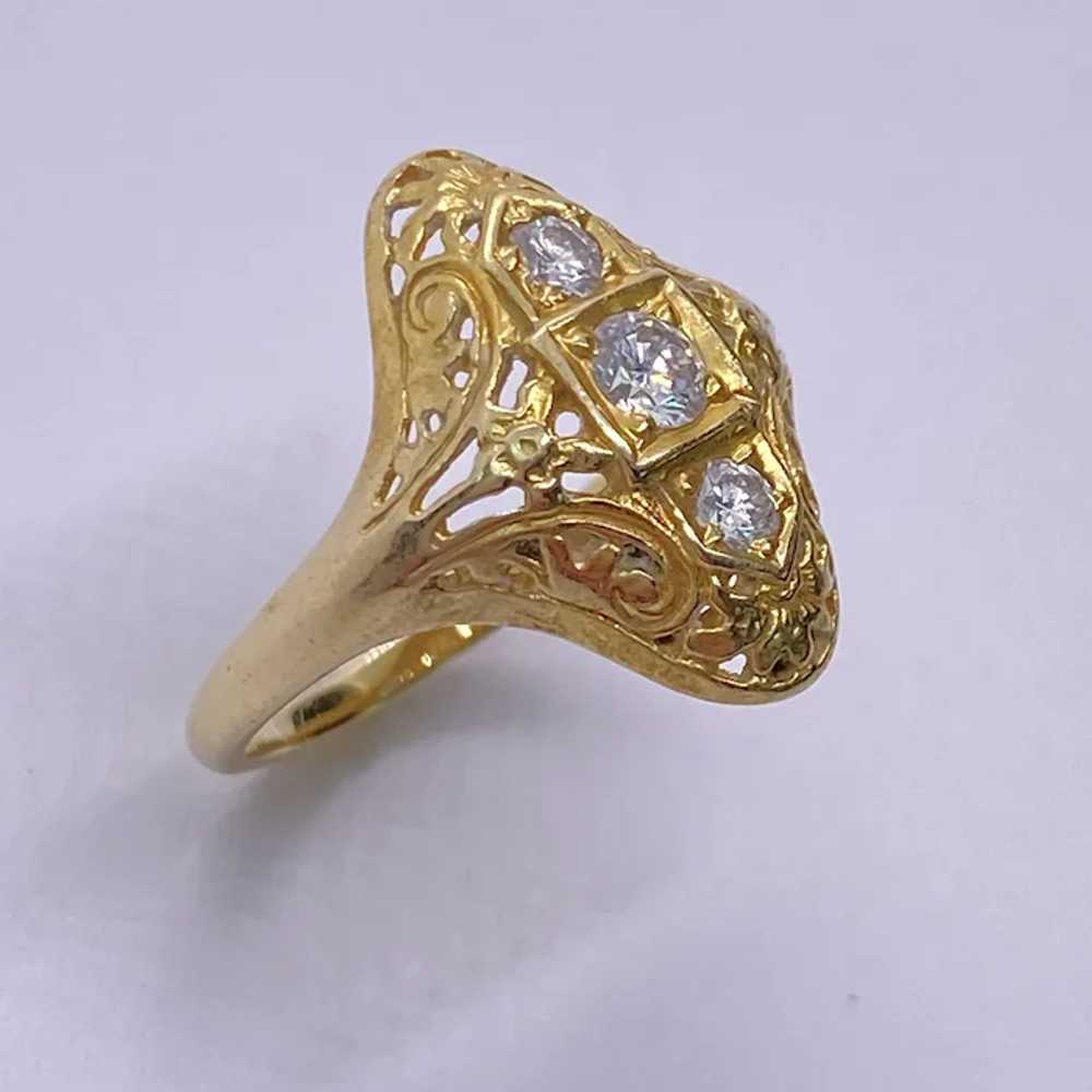 Vintage Diamond Filigree Ring 14K Gold .40 Carat … - image 2