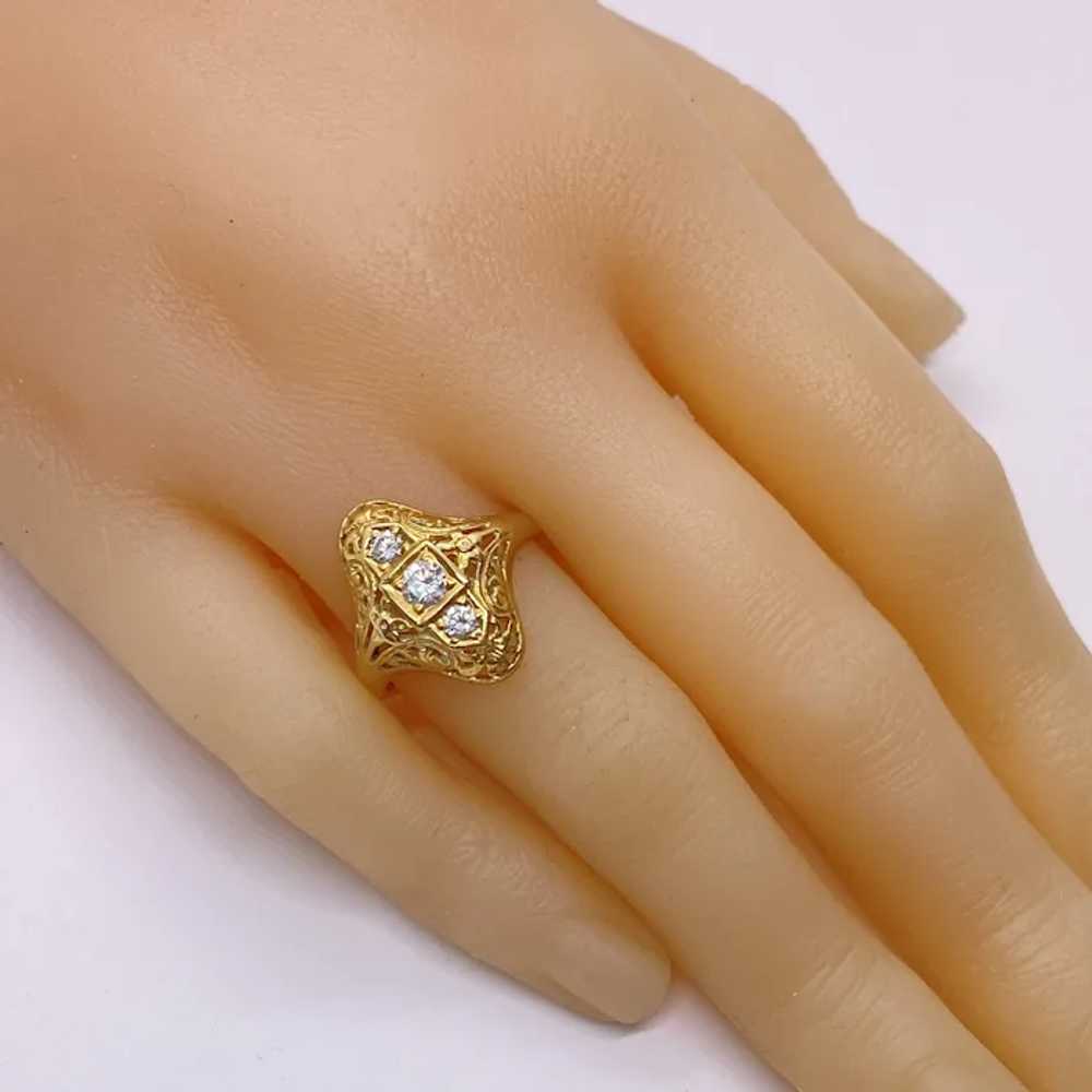 Vintage Diamond Filigree Ring 14K Gold .40 Carat … - image 4