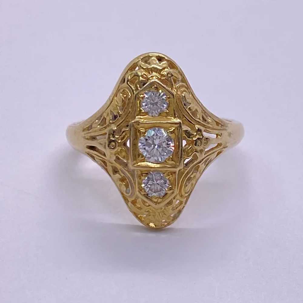 Vintage Diamond Filigree Ring 14K Gold .40 Carat … - image 5