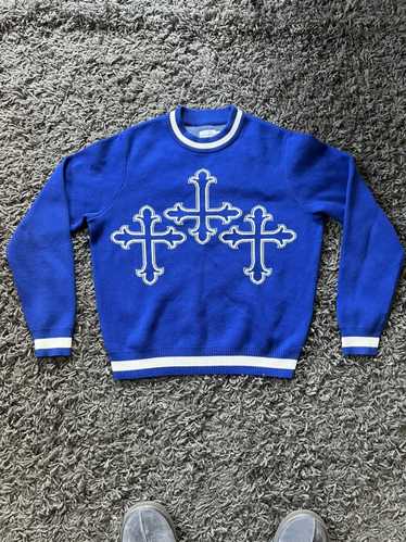 Japanese Brand Myu studios blue cross knit sweater