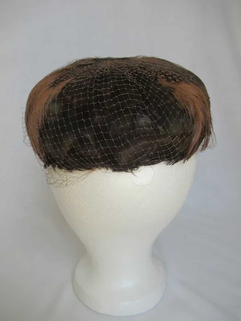 Women's Vintage Pheasant Feather Pillbox Hat Made… - image 7