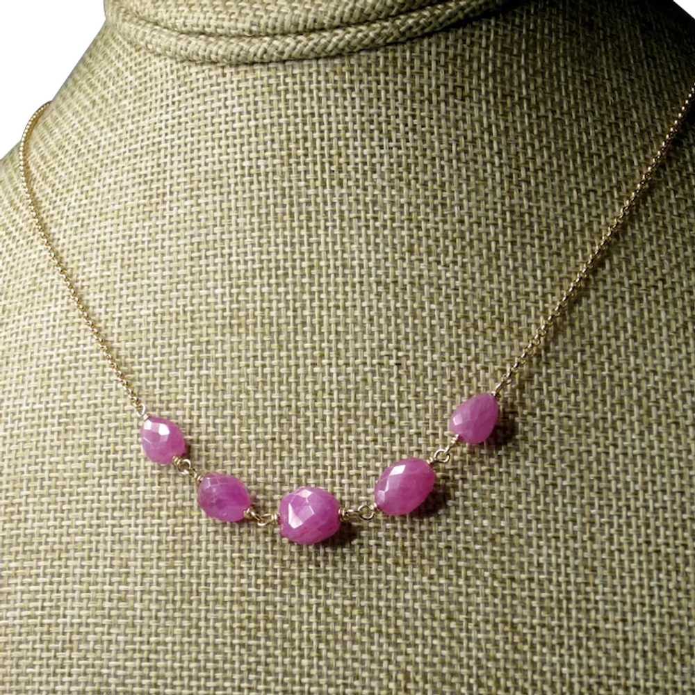 Natural Pink Sapphire Nugget 14k GF Necklace - image 1