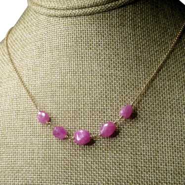 Natural Pink Sapphire Nugget 14k GF Necklace - image 1