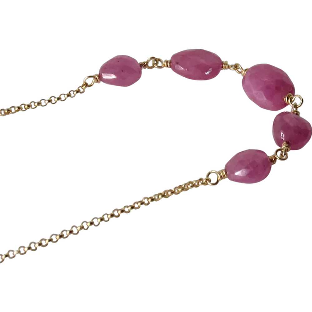 Natural Pink Sapphire Nugget 14k GF Necklace - image 2