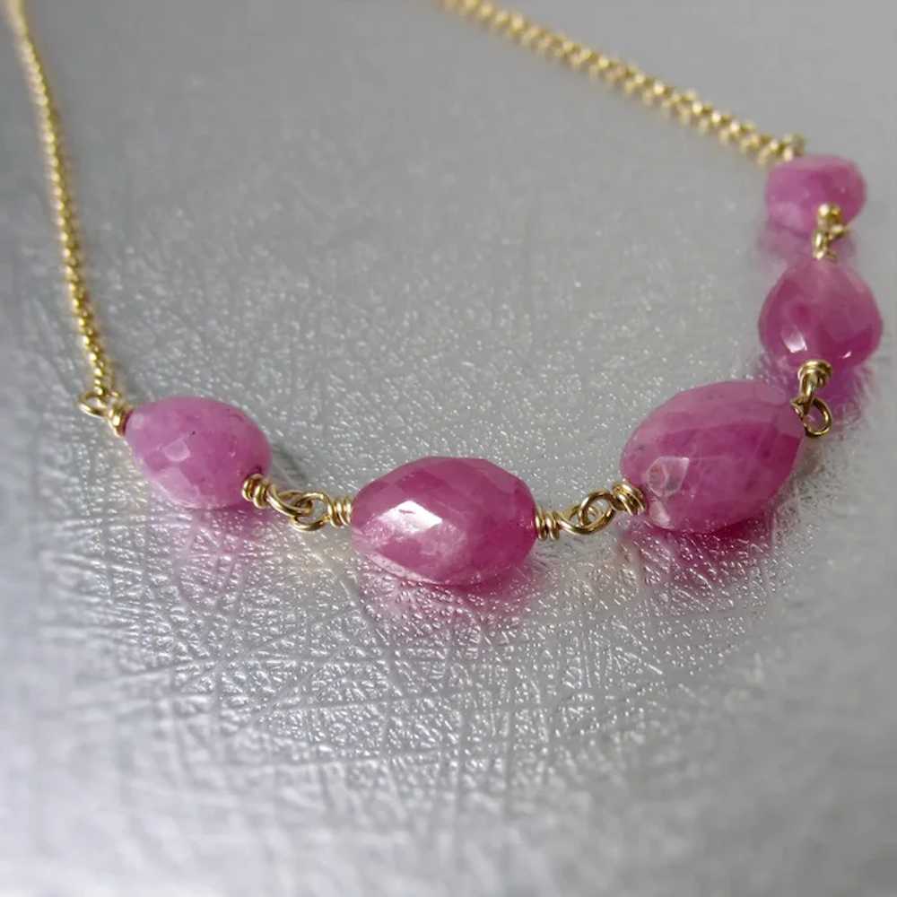 Natural Pink Sapphire Nugget 14k GF Necklace - image 3