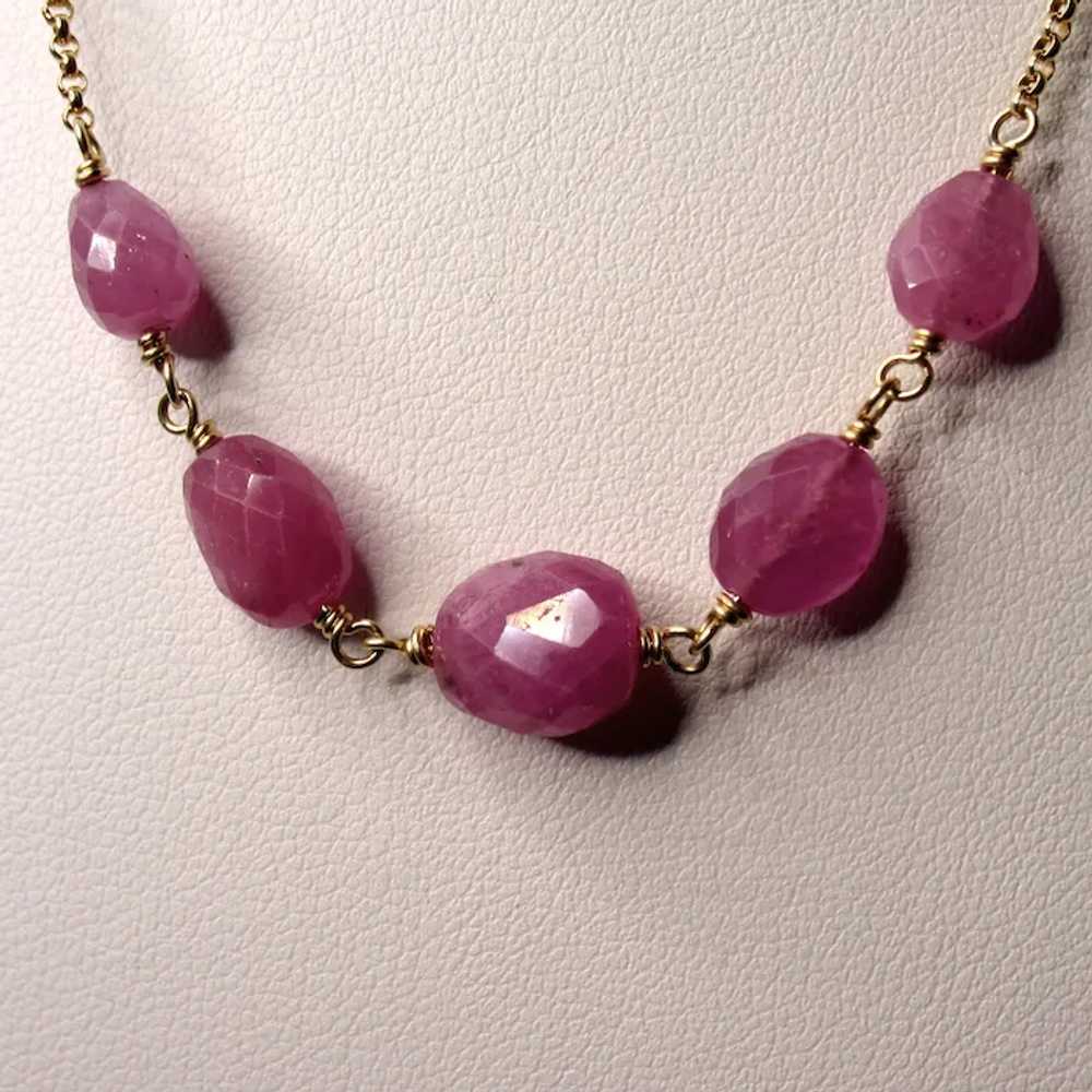 Natural Pink Sapphire Nugget 14k GF Necklace - image 4