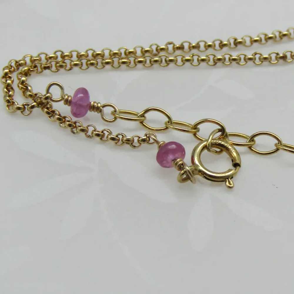 Natural Pink Sapphire Nugget 14k GF Necklace - image 5