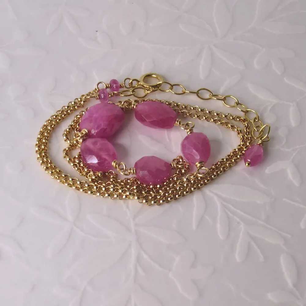 Natural Pink Sapphire Nugget 14k GF Necklace - image 6