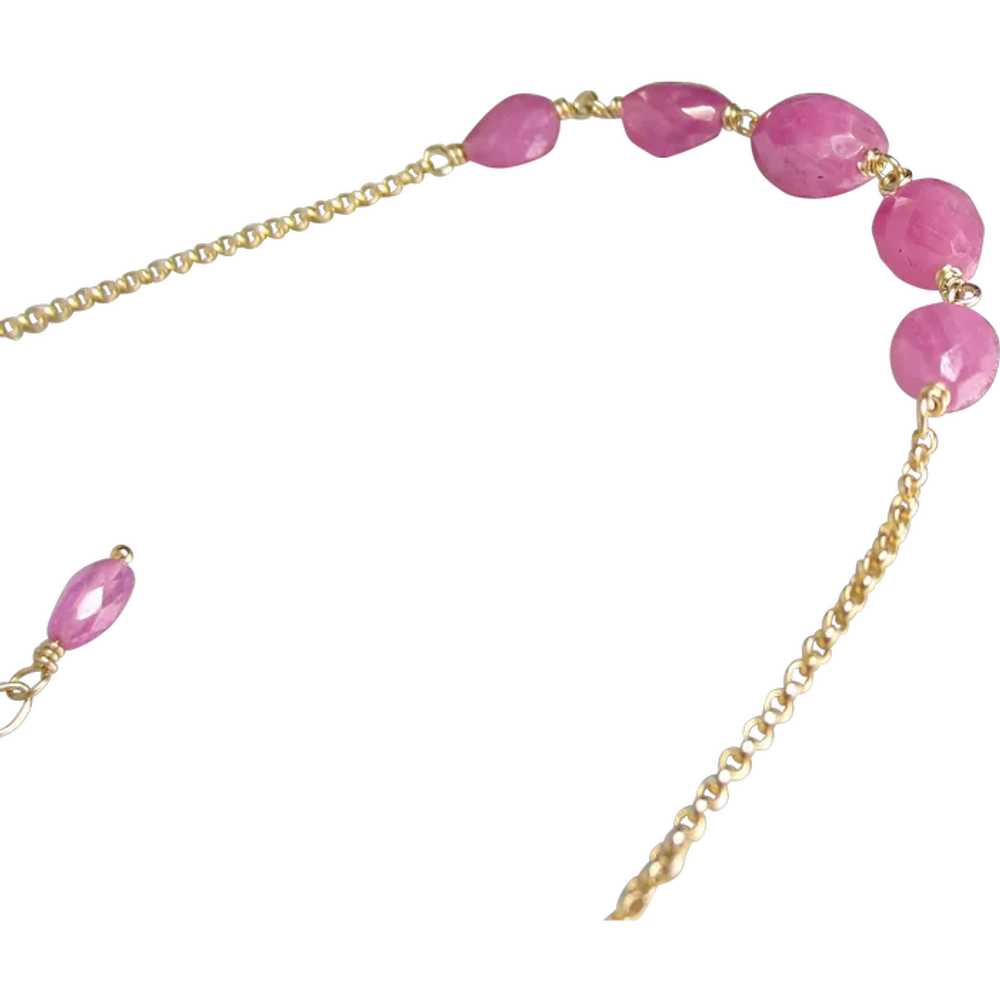 Natural Pink Sapphire Nugget 14k GF Necklace - image 7