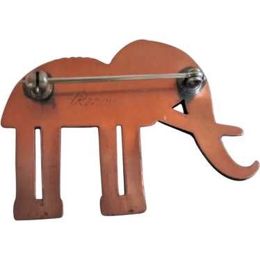 Scarce Renoir Signed Copper Elephant Brooch