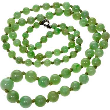 Antique Art Deco Jadeite Jade Bead Necklace 001887