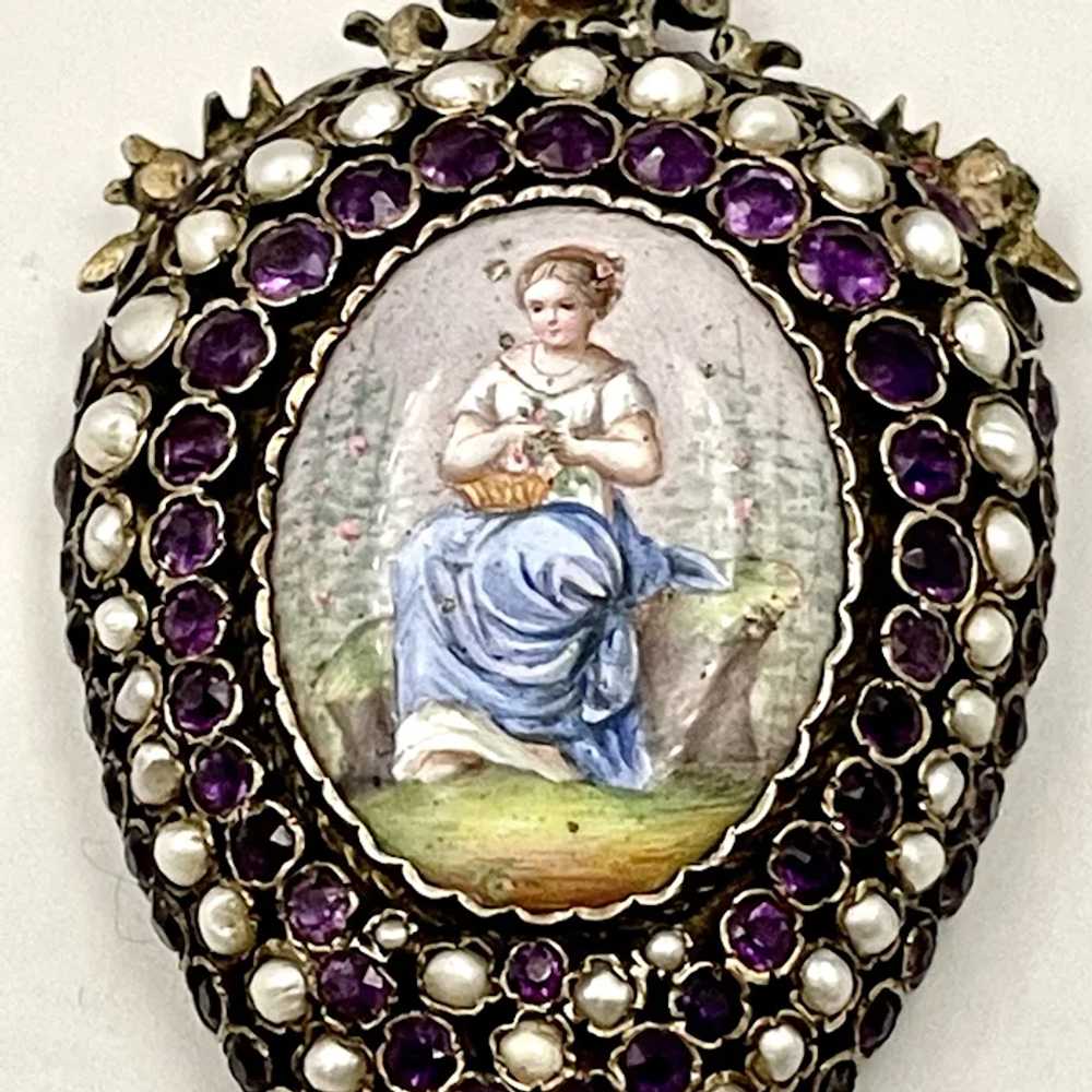 Austro Hungarian Pendent Locket with A Porcelain … - image 2