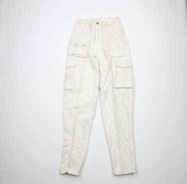 Cream Pleated Pants 80s Trousers Linen Blend High Waisted Rise Straight  Tapered Leg Slacks Basic Plain Baggy Preppy Vintage 1980s Small S 28 