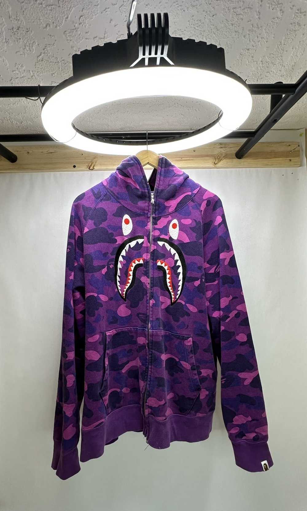 Bape Bape Color Camo Shark Full Zip Hoodie Purple - image 1