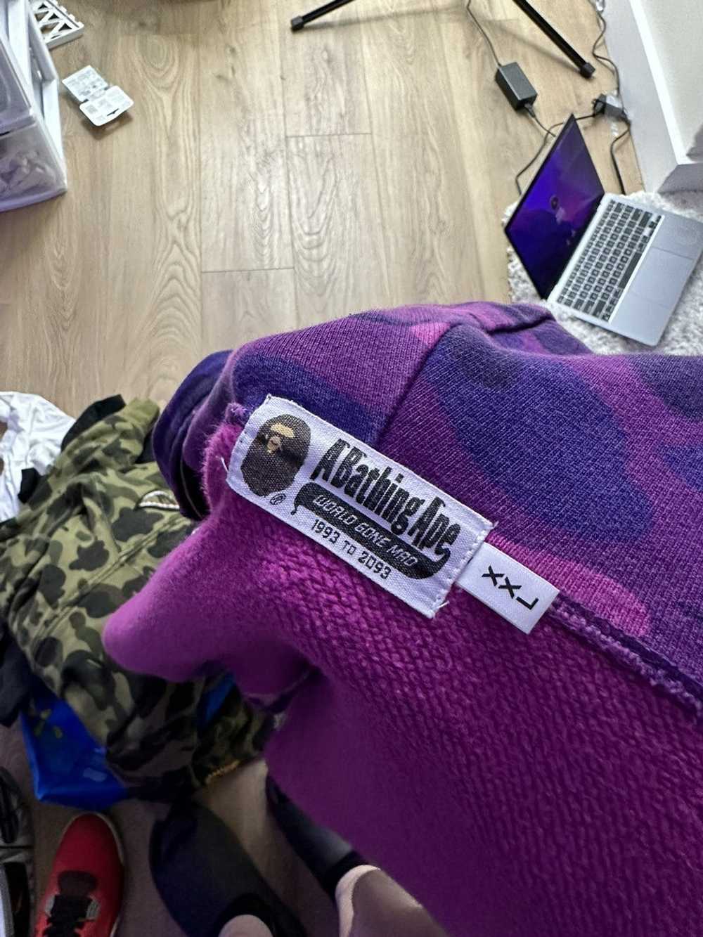 Bape Bape Color Camo Shark Full Zip Hoodie Purple - image 7