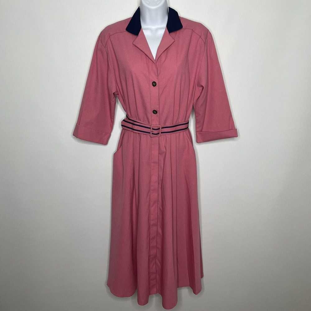 Vintage 80s Willi of California Pink Blue Belted … - image 1