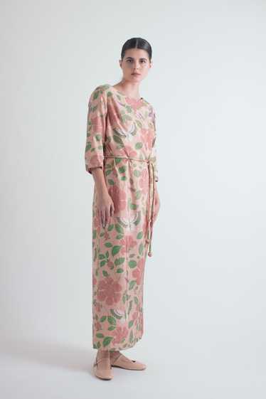 1970's Yen Yeh of Malaya Raw Silk Floral Dusty Ros