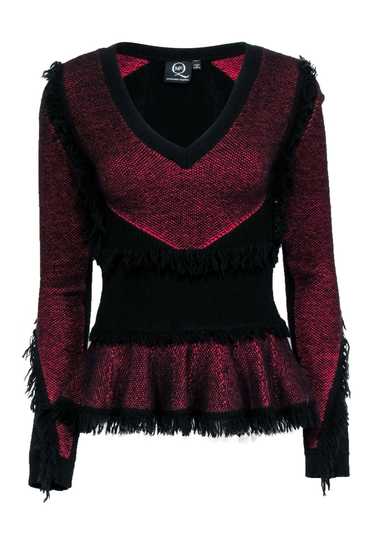 Alexander McQueen - Black & Red Fringe Peplum Swea